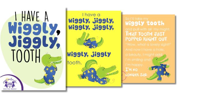 cover and illustrations from children's picture book Wiggly Tooth by Catherine Lukas