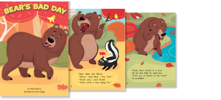 Colorful book cover with the title 'Bear's Bad Day' and an illustration of a bear character