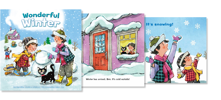 Children's picture book about winter season, snow and christmas