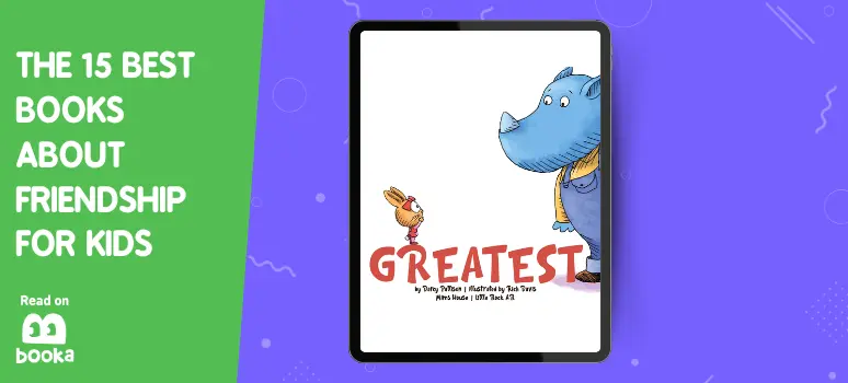 Cover of the children's book 'Greatest', featuring a rhinoceros and a small bird, showcasing an unlikely friendship, part of our list of the 15 best books about friendship for kids, available for delightful reading experiences on Booka