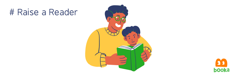 Vector illustrations depicting father and a son using parenting tips from Booka