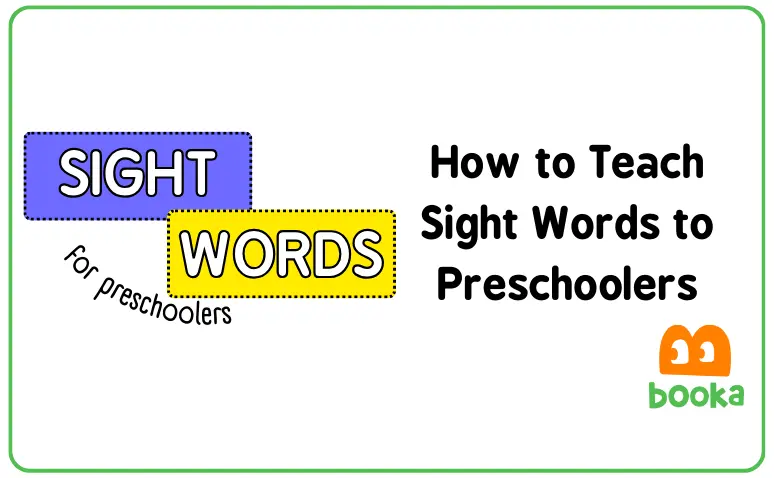 Cover image for the article 'How to Teach pre k sight Words to Preschoolers' featuring colorful text labels 'SIGHT' and 'WORDS' aimed at engaging young learners, symbolizing key educational tools provided by Booka